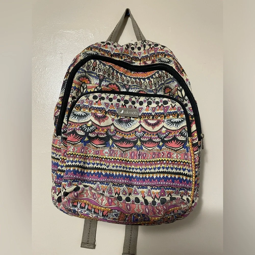 Sakroots Full Size Backpack Adjustable Straps Zipper Pockets Storage Peace BOHO